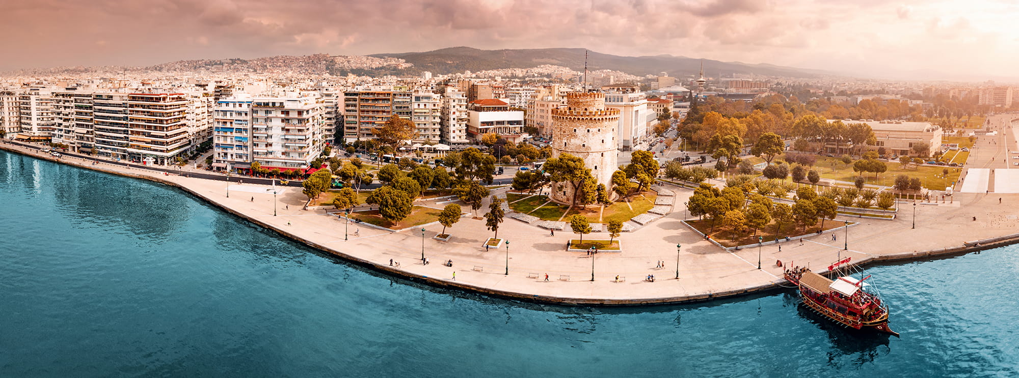 Thessaloniki waterfront promenade and White Tower
